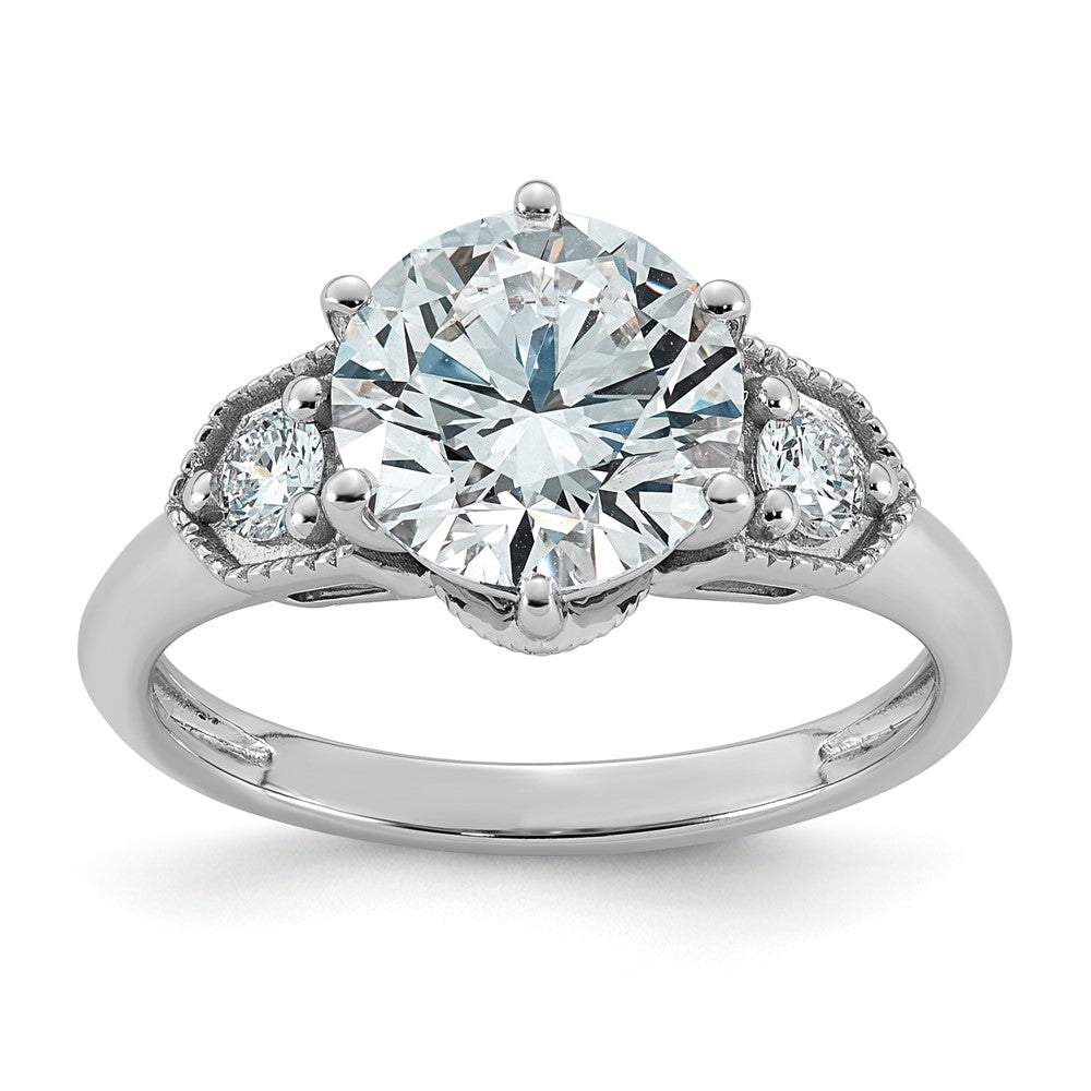 14kw Certified Round Center Lab Grown Diamond VS+ F+ Engagement Ring