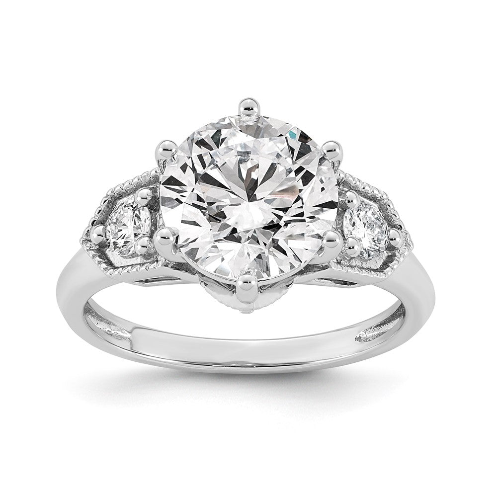 14kw Certified Round Center Lab Grown Diamond VS+ F+ Engagement Ring