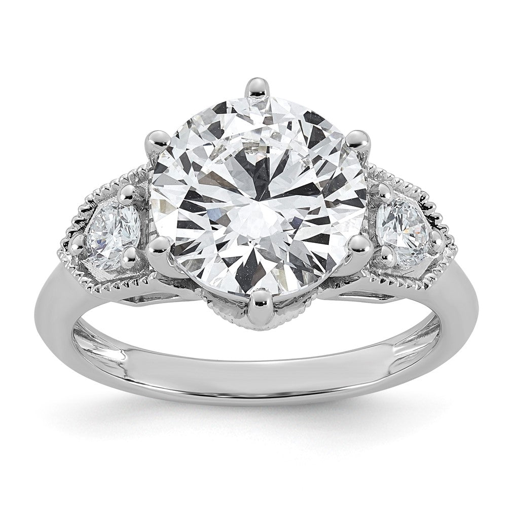 14kw Certified Round Center Lab Grown Diamond VS+ F+ Engagement Ring