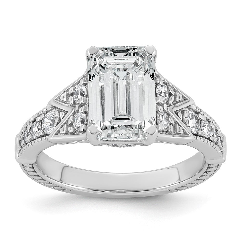 14kw Certified Emerald Center Lab Grown Diamond VS+ F+ Engagement Ring