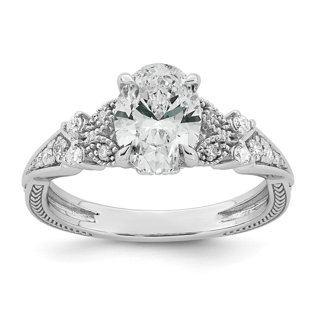 14kw Certified Oval Center Lab Grown Diamond VS+ F+ Engagement Ring