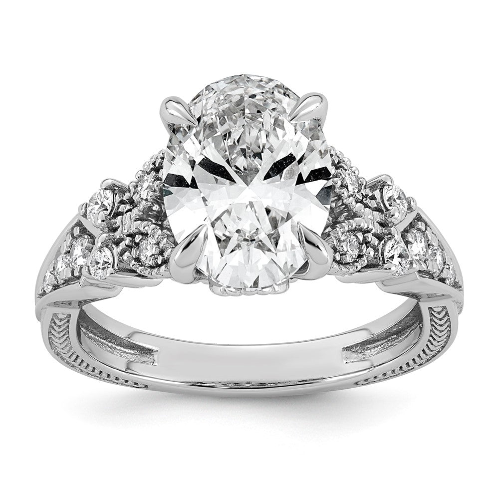 14kw Certified Oval Center Lab Grown Diamond VS+ F+ Engagement Ring