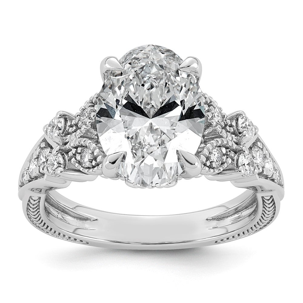 14kw Certified Oval Center Lab Grown Diamond VS+ F+ Engagement Ring