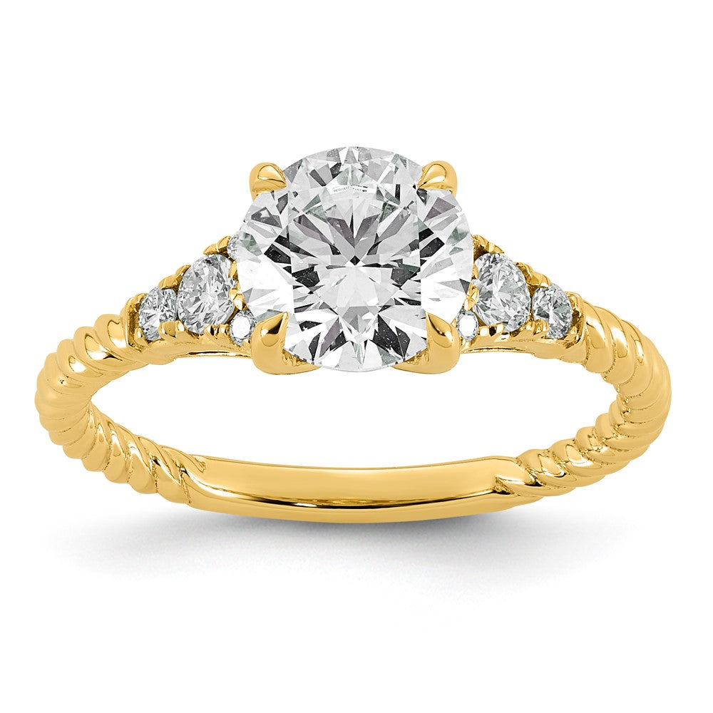 14ky Certified Round Center Lab Grown Diamond VS+ F+ Engagement Ring