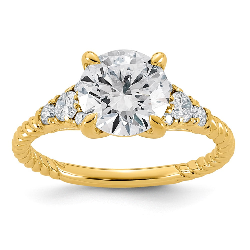 14ky Certified Round Center Lab Grown Diamond VS+ F+ Engagement Ring