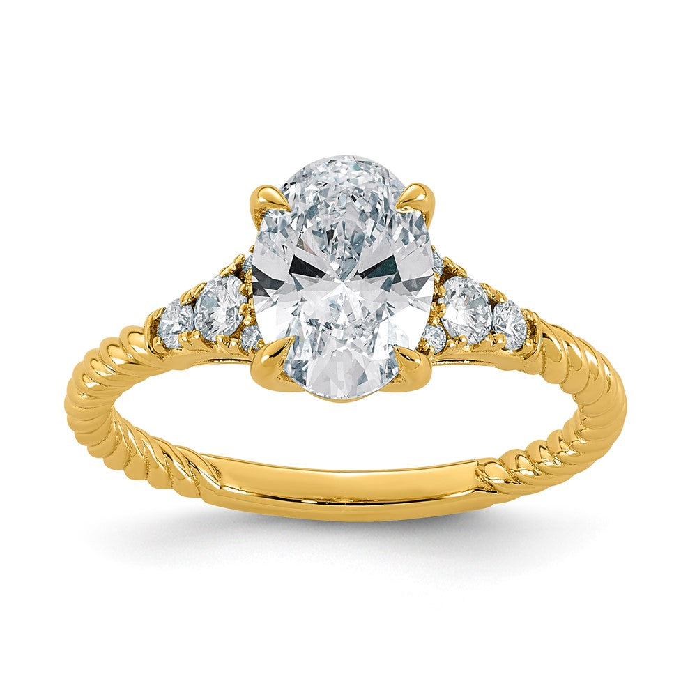 14ky Certified Oval Center Lab Grown Diamond VS+ F+ Engagement Ring
