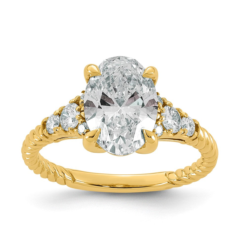 14ky Certified Oval Center Lab Grown Diamond VS+ F+ Engagement Ring