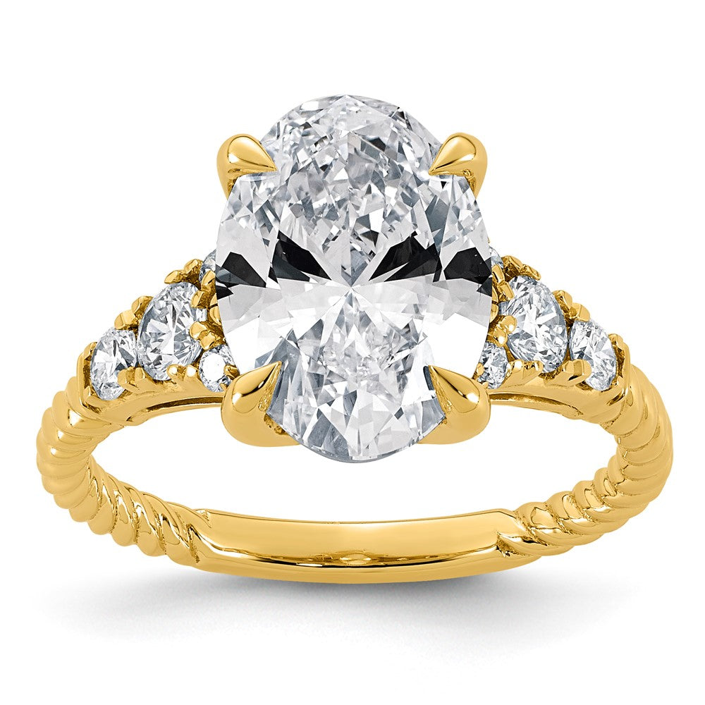 14ky Certified Oval Center Lab Grown Diamond VS+ F+ Engagement Ring
