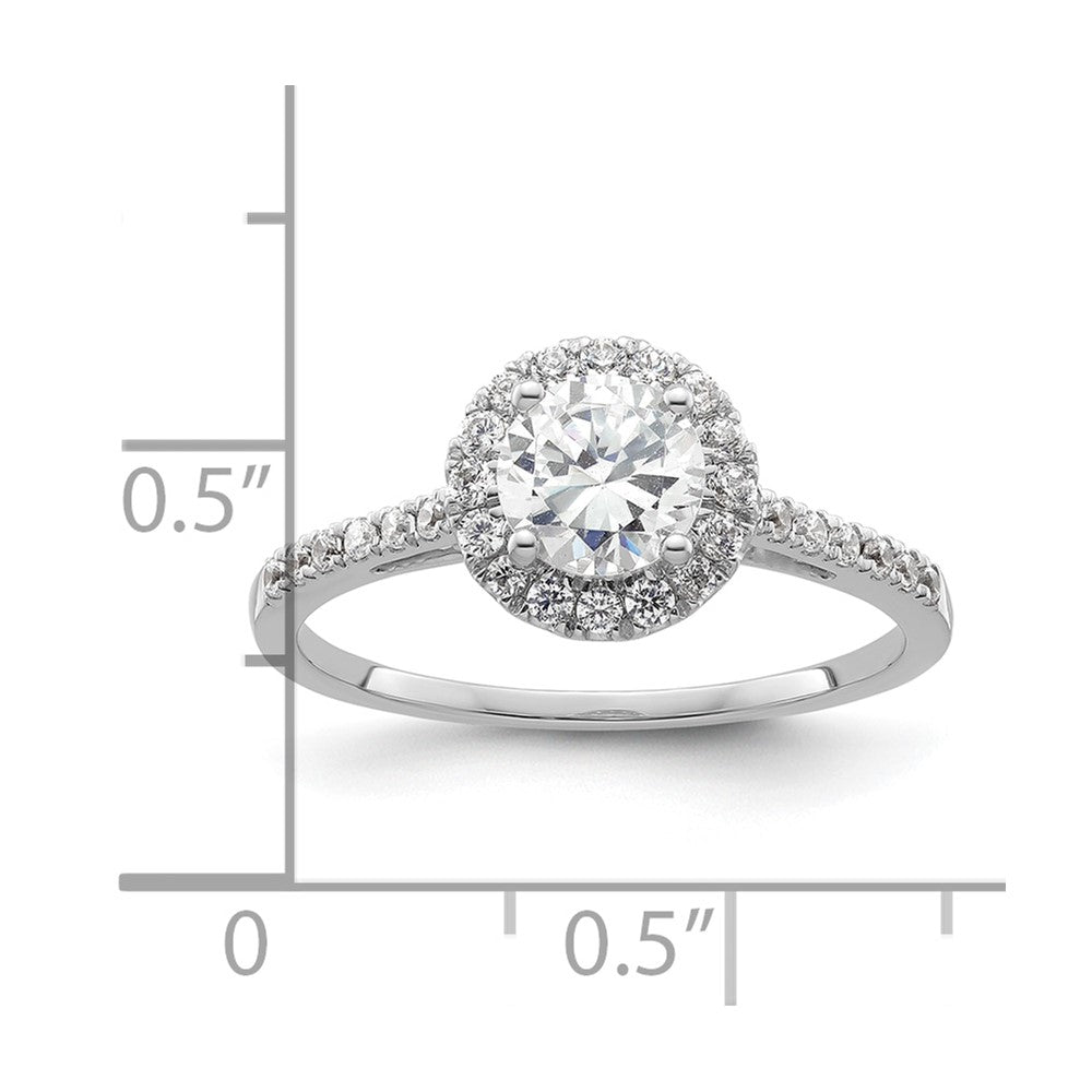 14kw 1/4ct Lab Grown Dia VS/SI+ G+ 3/4ct Round Center Semi Halo Eng Ring