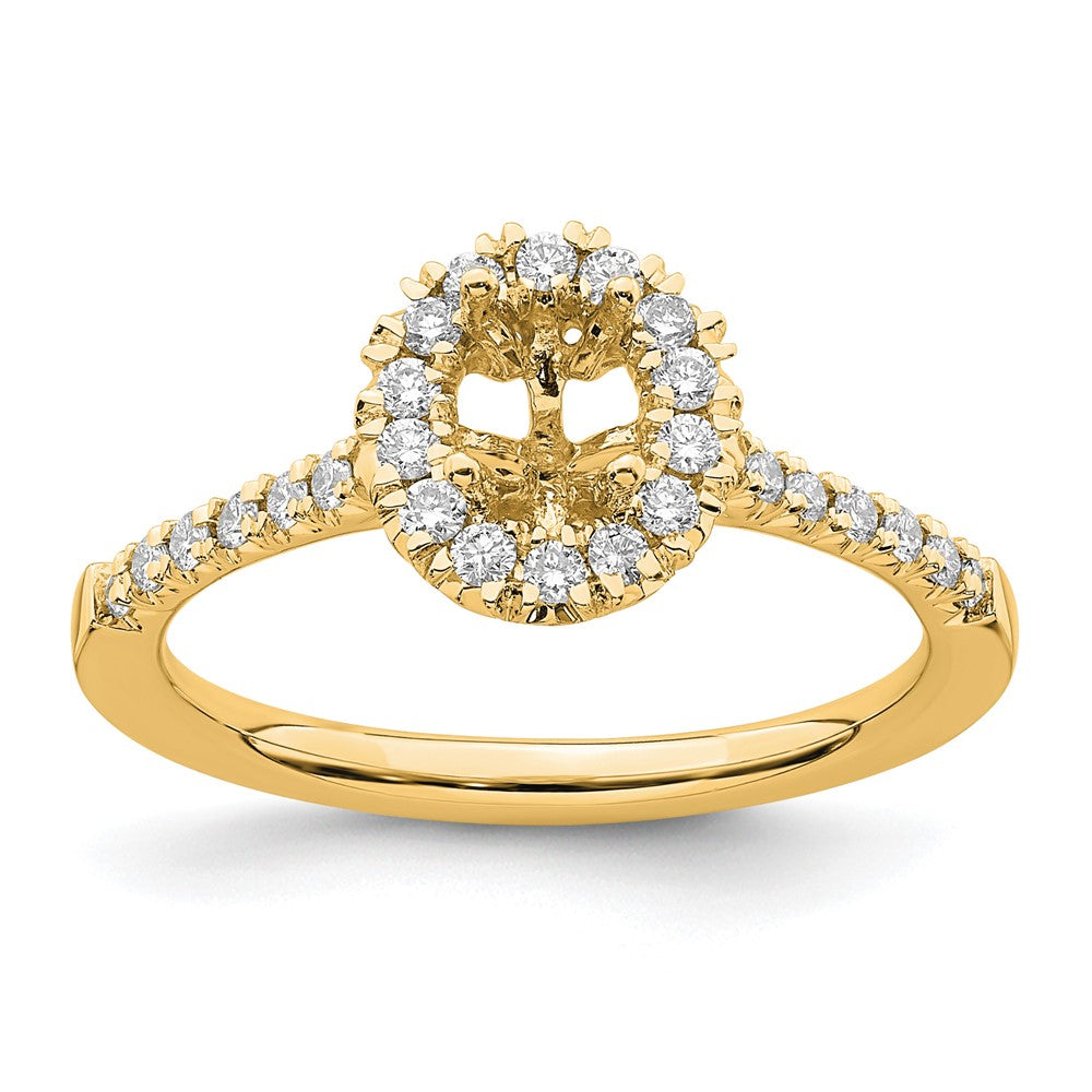 14k 1/3ct Lab Grown Diamond VS/SI+ G+ 1/2ct Oval Semi Halo Eng Ring