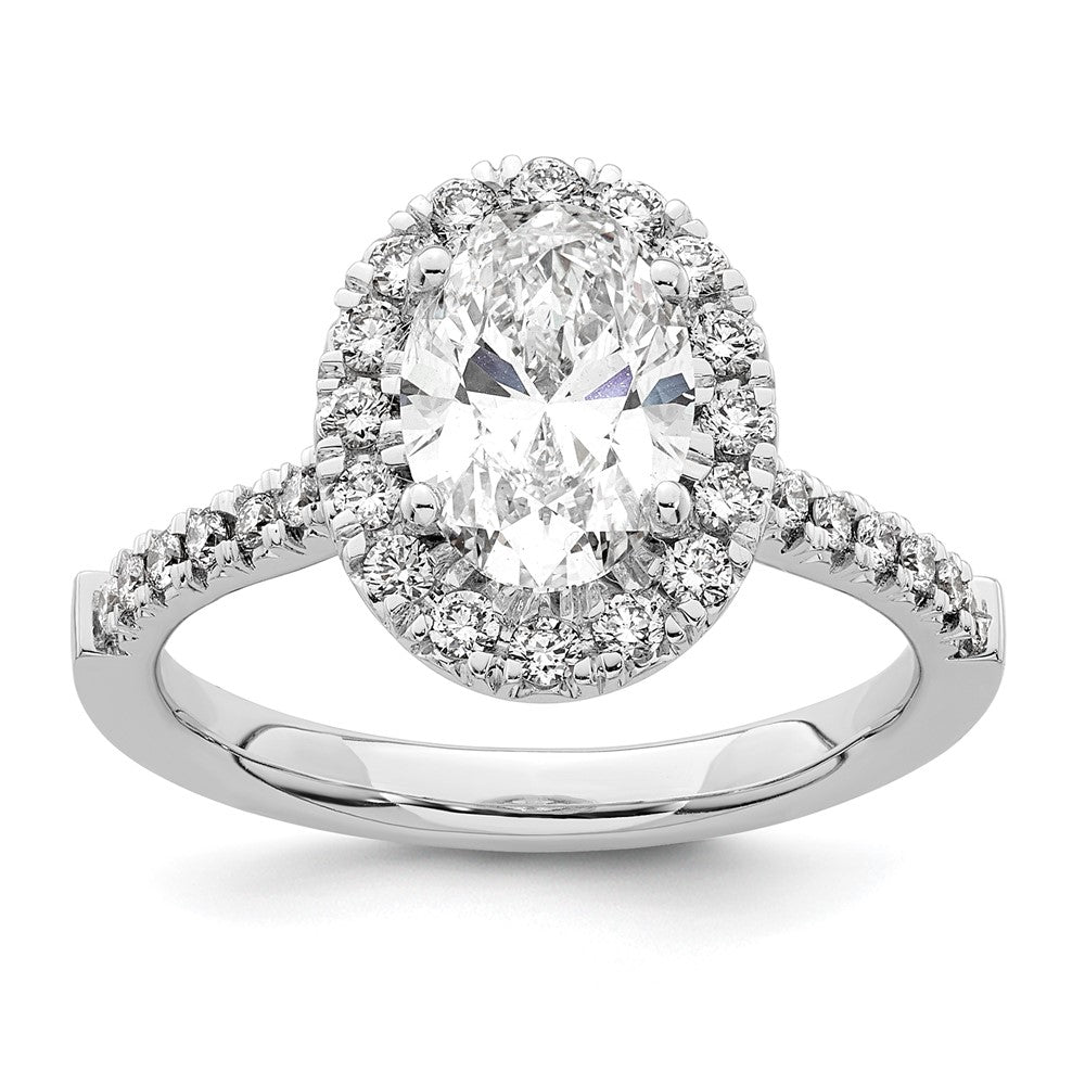 True Origin 14kw 1/2 ct Lab Grown DIA. SI1-SI2, G-H, S/M Oval Halo Eng. Ri