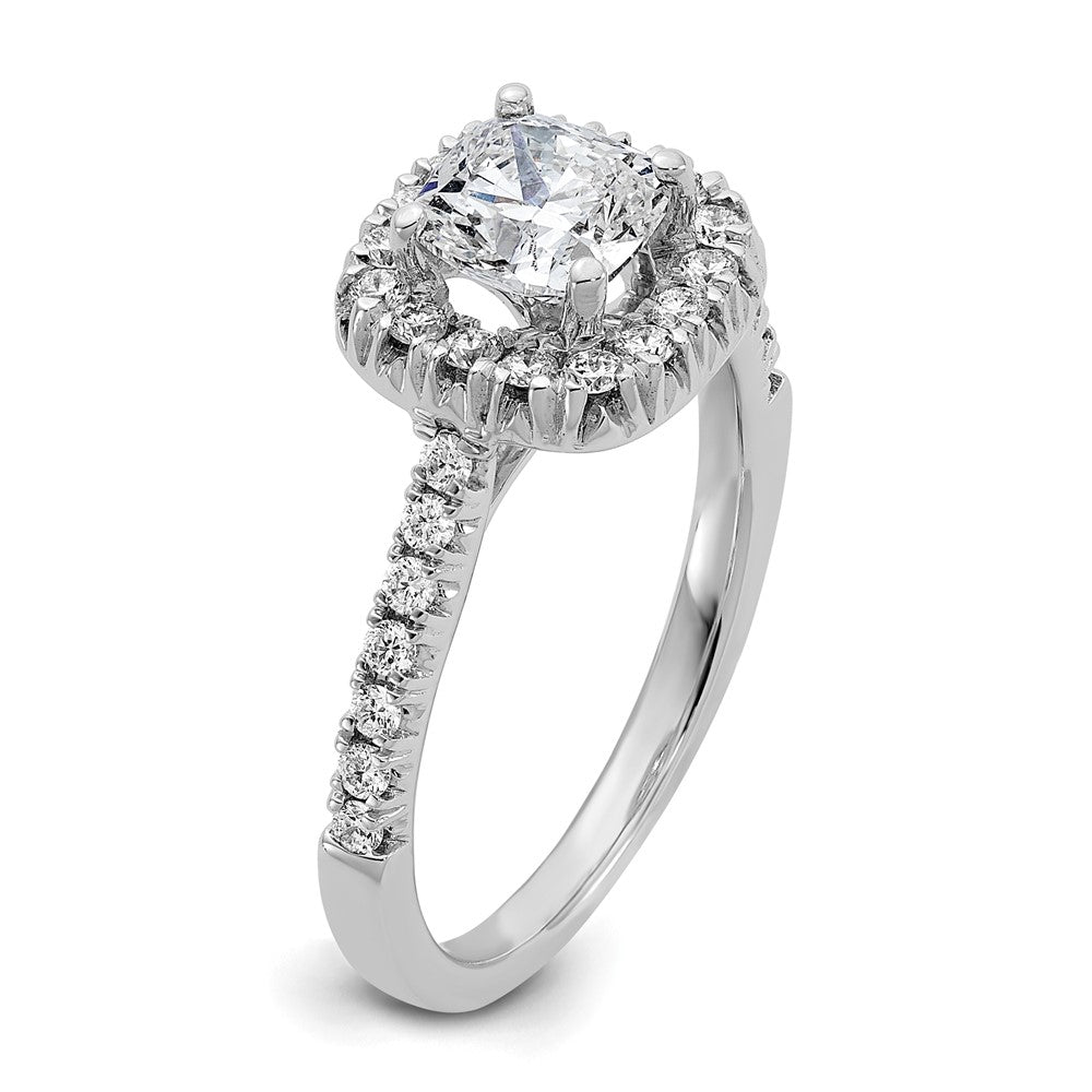 14k 3/8ct Lab Grown Dia VS/SI+ G+ 1ct Cushion Center Semi Halo Eng Ring