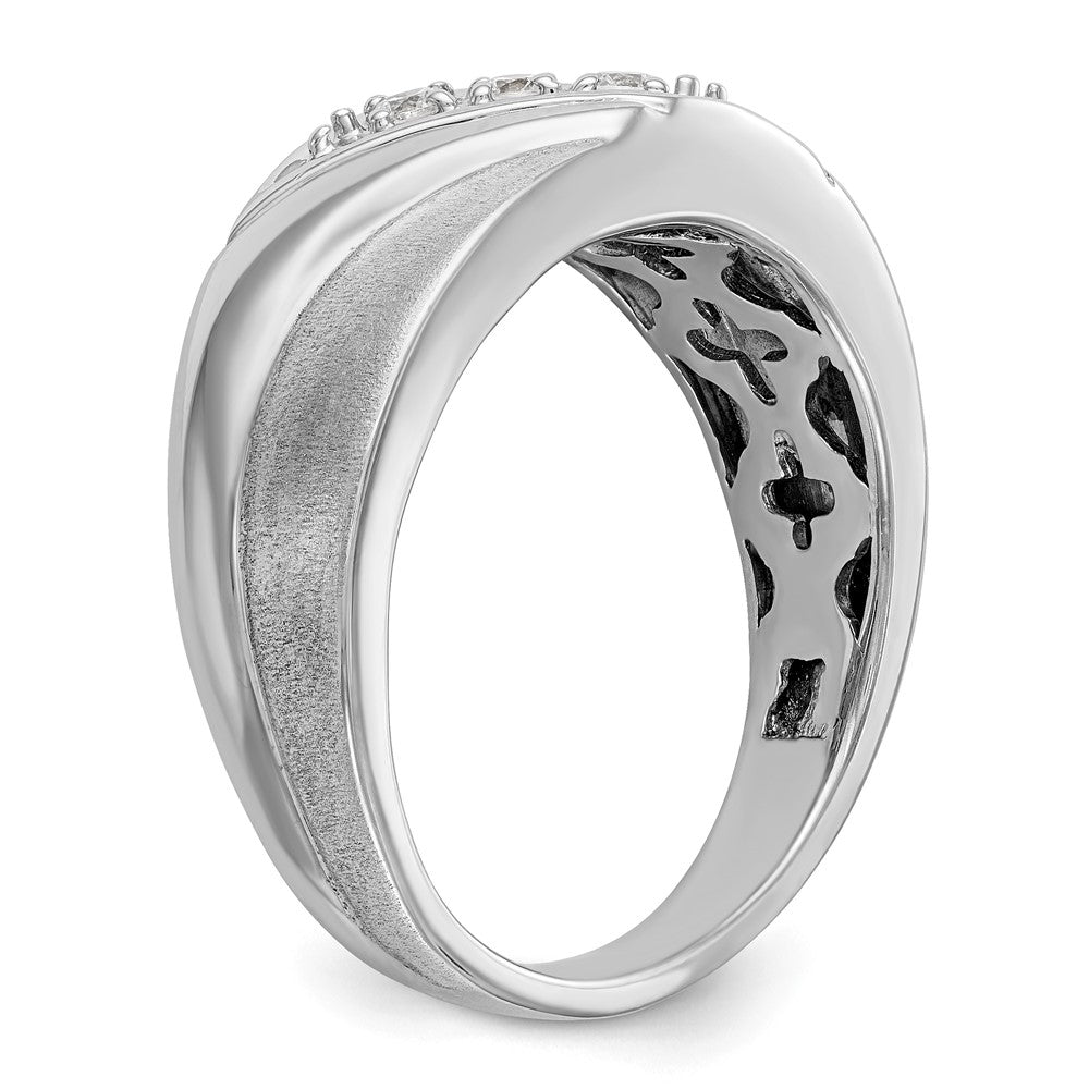 14k White Gold 1/6 ct Lab Grown Diamond VS/SI+ G+ 3 Stone Comp Men's Ring
