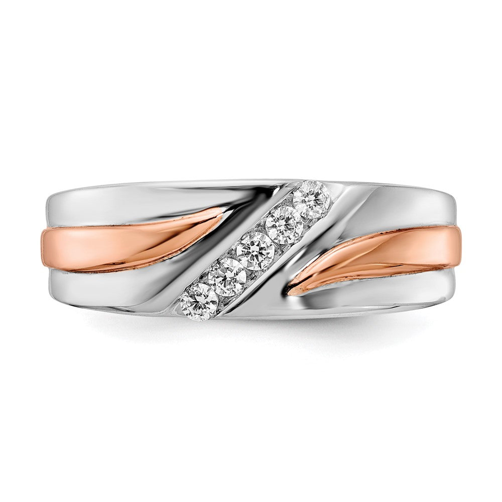 14k Two-tone 1/5ct Lab Grown Dia VS/SI+ G+ 5 Stone Complete Men's Ring