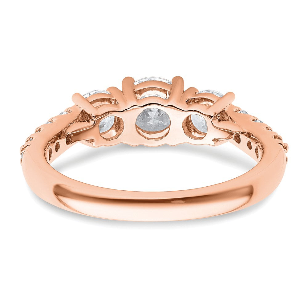 14kr 1 1/2ct Lab Grown Diamond VS/SI+ G+ Round Complete 3 Stone Eng Ring