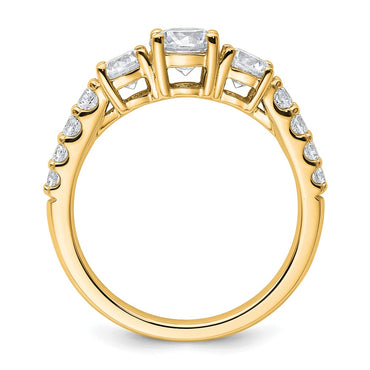 14k 1 1/2ct Lab Grown Diamond VS+ F+ Round Semi-Mount 3 Stone Eng Ring