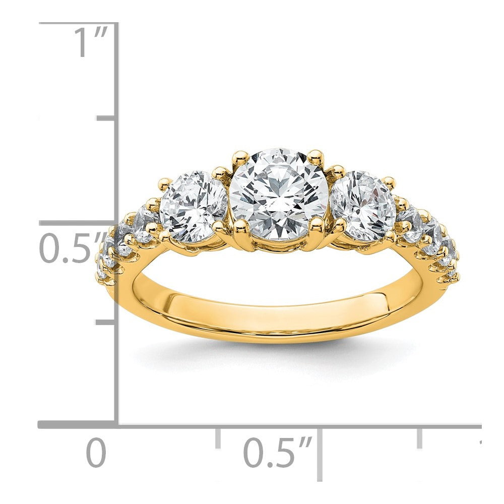 14k 2ct Lab Grown Diamond VS/SI+ G+ Round Comp 3 Stone Eng Ring