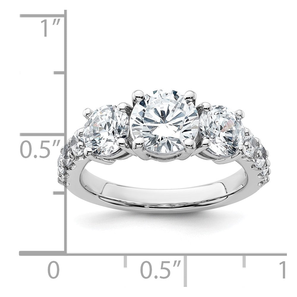 14kw 3ct Lab Grown Diamond VS+ F+ Round Comp 3 Stone Eng Ring