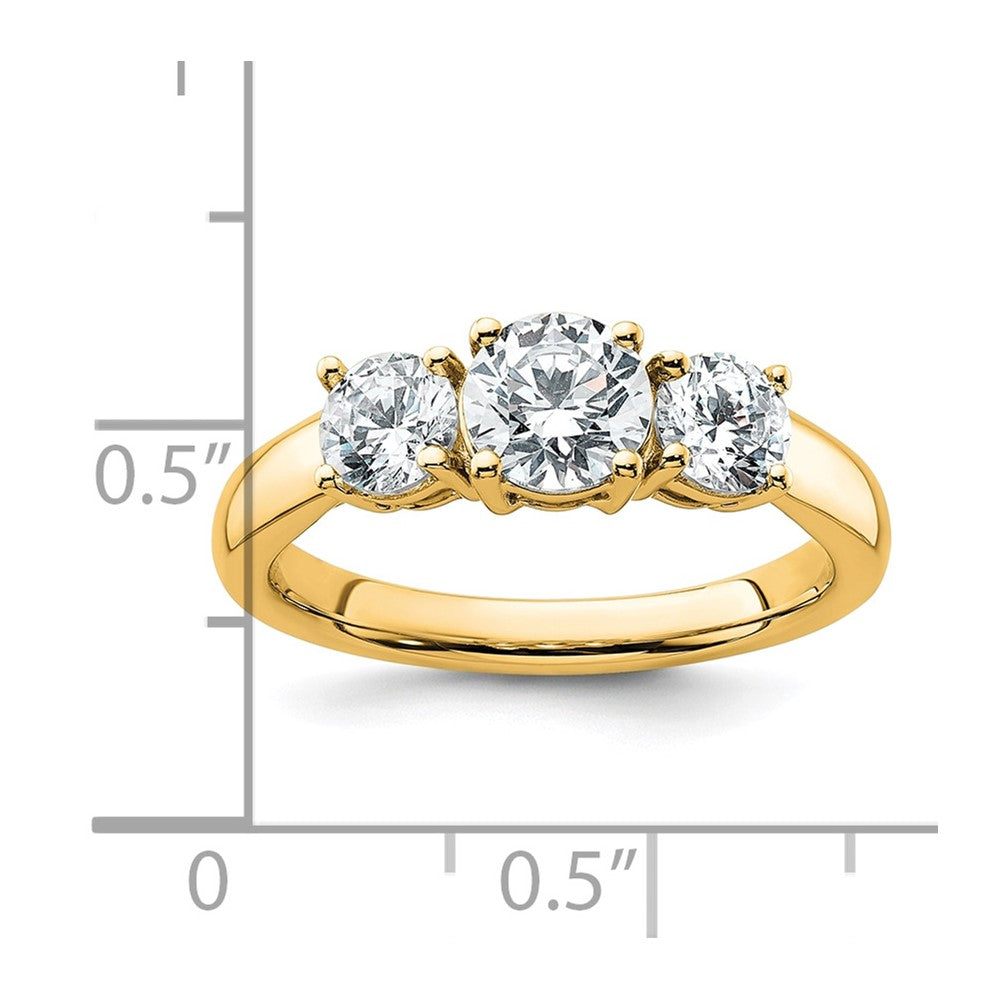 14k 1 1/2 ct Lab Grown Diamond VS/SI+ G+ 3 Stone Complete Engagement Ring