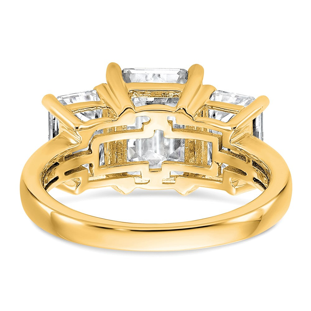 14k 2 1/2ct Lab Grown Dia VS+ F+ Emerald Comp 3 Stone Engagement Ring