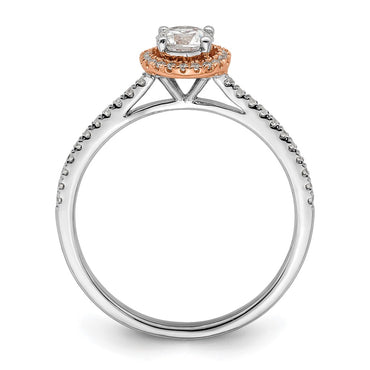 10k Two-Tone 1/2 ct Lab Grown Diamond VS/SI+ G+ Round Comp Halo Eng Ring