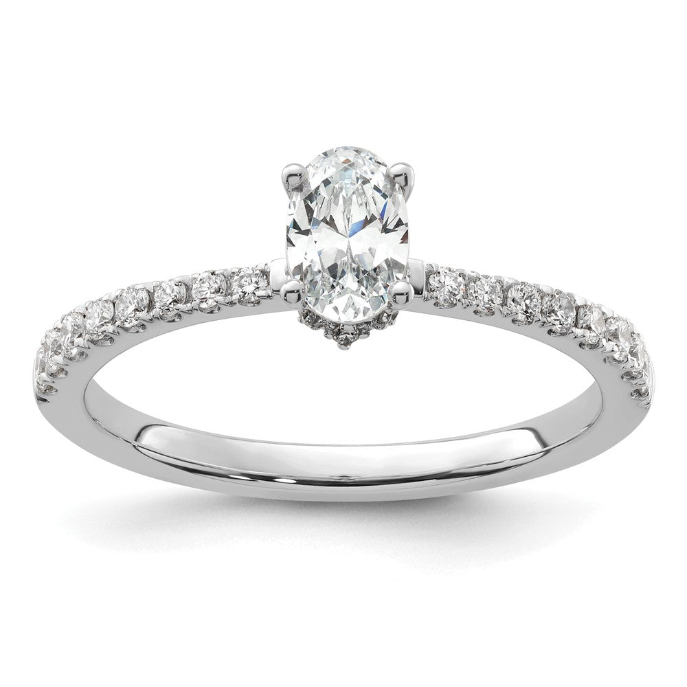 14kw 3/4ct Lab Grown Diamond VS/SI+ G+ Oval Complete Solitaire Eng Ring
