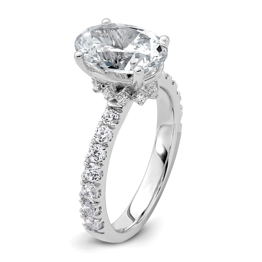 14kw 5/8ct Lab Grown Diamond VS/SI+ G+ 2 1/2ct Oval Semi Solitaire Eng Ring