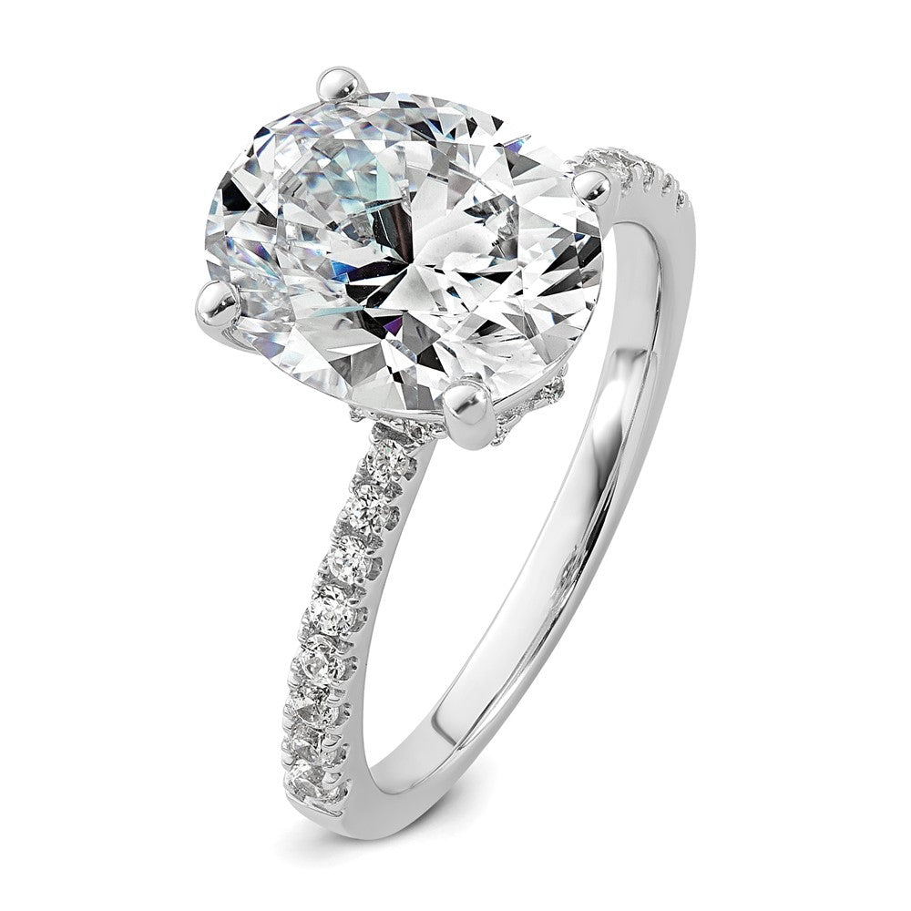 14kw 3 1/4ct Lab Grown Diamond VS/SI+ G+ Oval Complete Solitaire Eng Ring