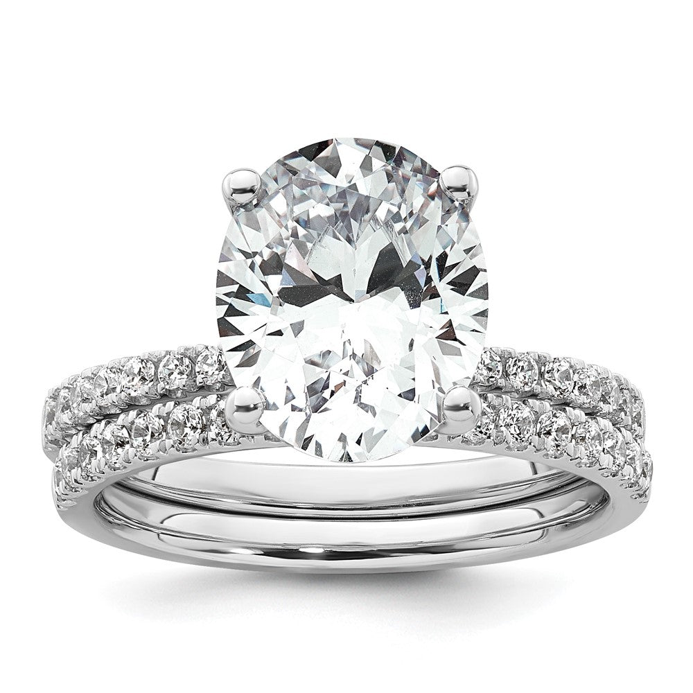 14kw 3 1/4ct Cert Lab Grown Diamond VS+ F+ Oval Complete Solitaire Eng Ring