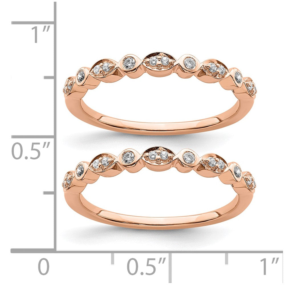 14k Rose Gold 1/5 ct Lab Grown Diamond VS/SI+ G+ 2 Wedding Band Set