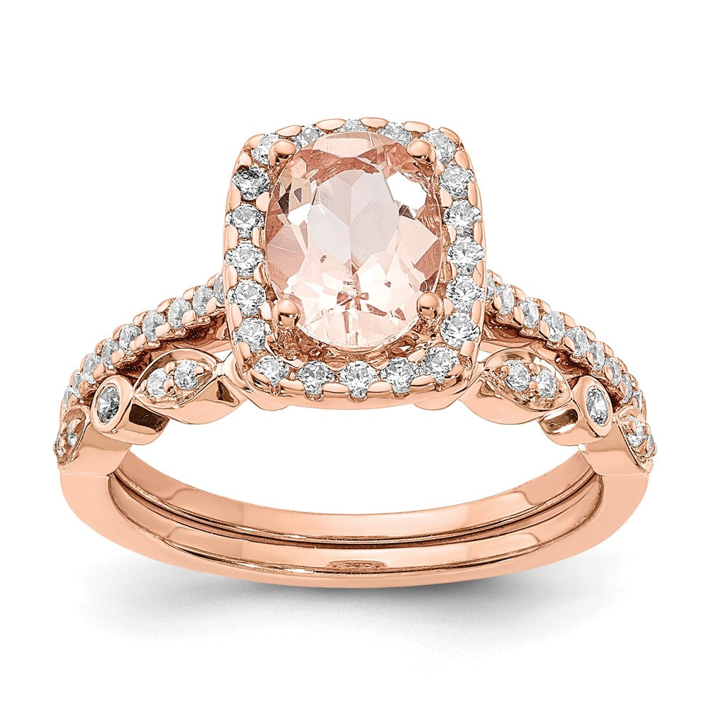 14kr 1/3 ct Lab Grown Diamond VS/SI+ G+ & Morganite Halo Engagement Ring