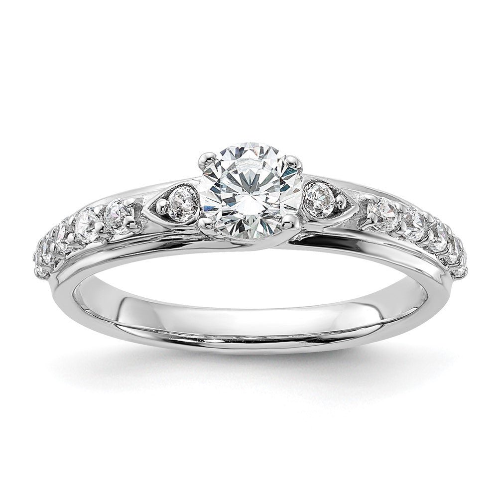 10k White Gold 3/4ct Lab Grown Diamond VS/SI+ G+ Comp Petite Eng Ring