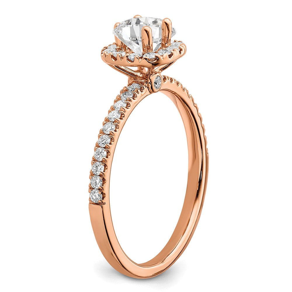 14kr 3/4ct Lab Grown Diamond VS/SI+ G+ Complete Round Halo Eng Ring