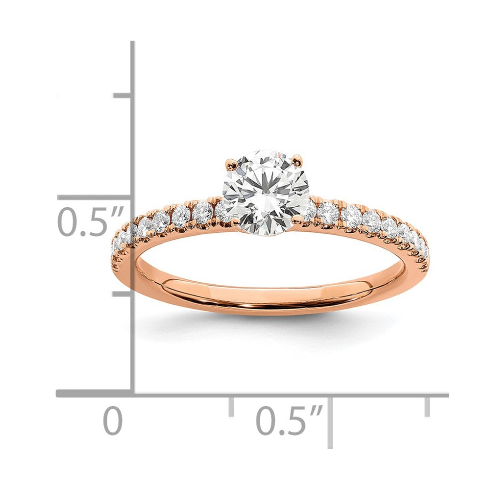 14k Rose Gold 3/4 ct Lab Grown Diamond VS/SI+ G+ Semi Round Eng Ring