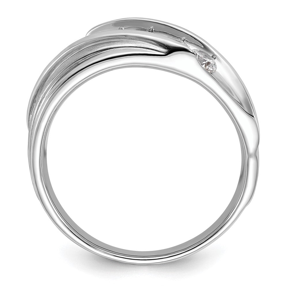 10k White Gold 3/4 ct Lab Grown Diamond VS/SI+ G+ 5 Stone Comp Men's Ring