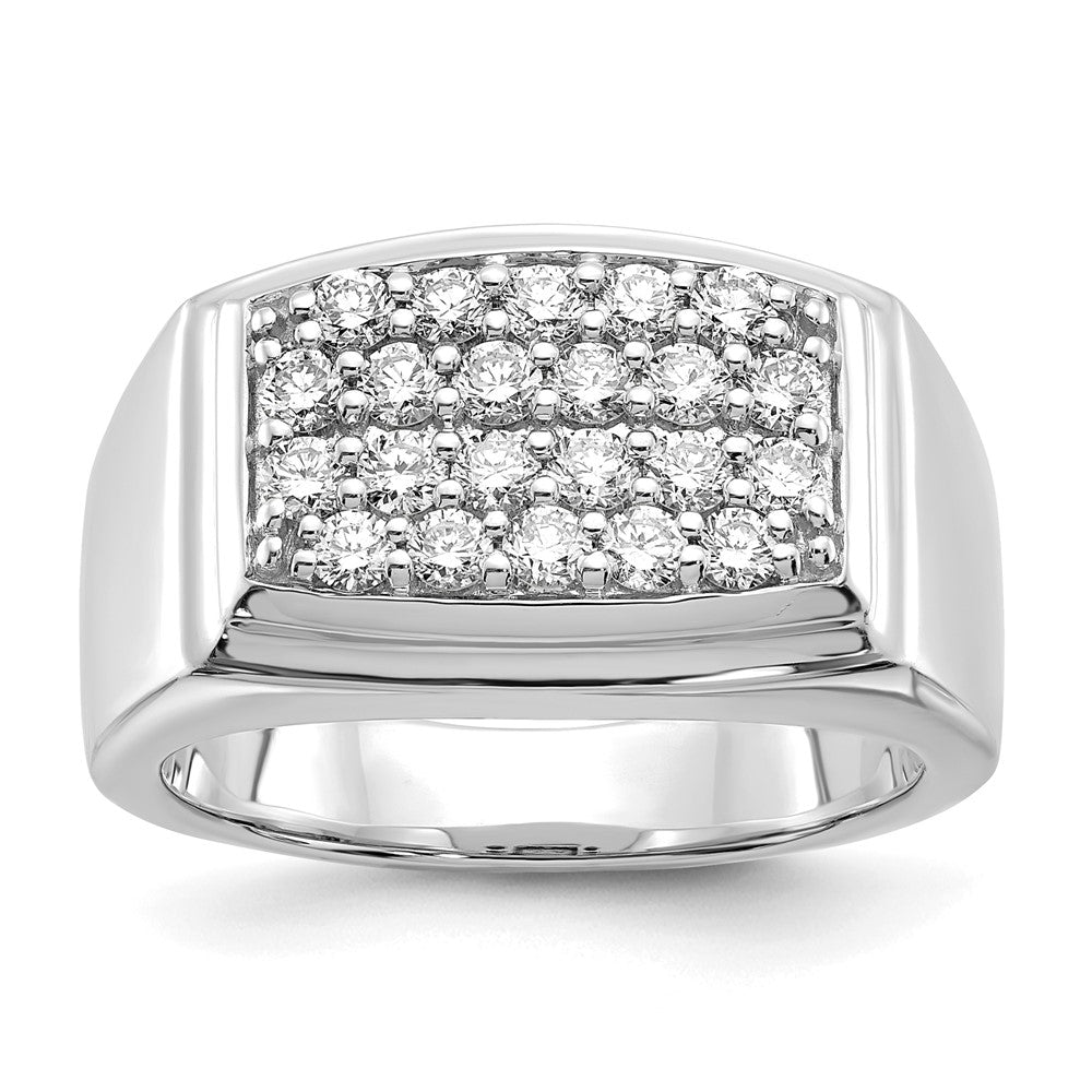 10k White Gold 1 ct Lab Grown Diamond VS/SI+ G+ Cluster Men's Ring