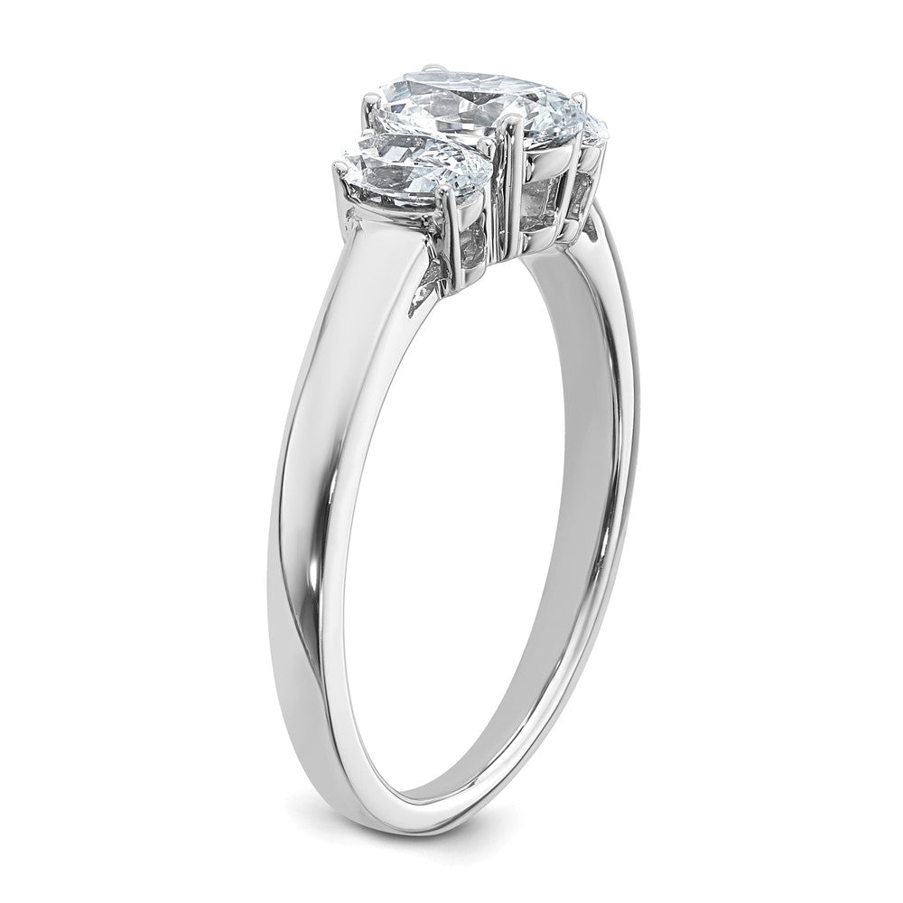 14kw 1 1/3 carat Lab Grown Diamond VS+ F+ Oval Comp 3 Stone Eng Ring