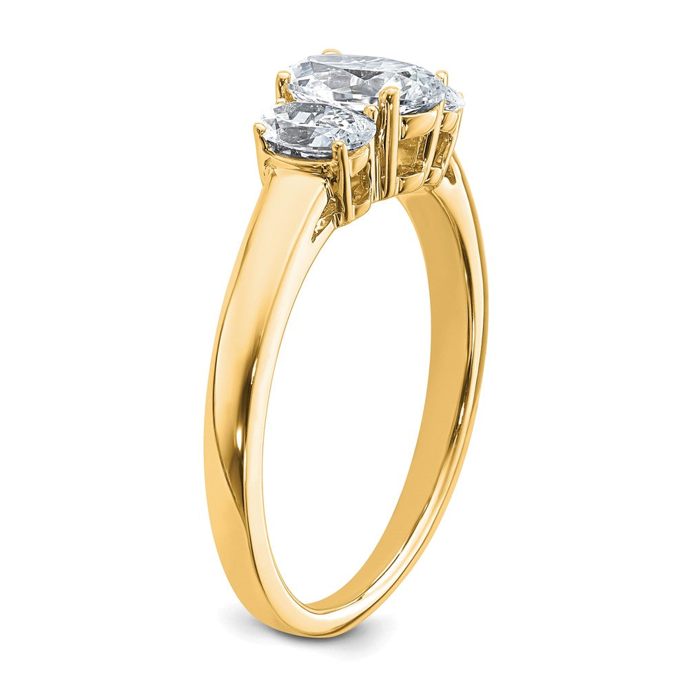 14k 1/2 carat Lab Grown Diamond VS+ F+ 7/8 Oval Semi 3 Stone Eng Ring
