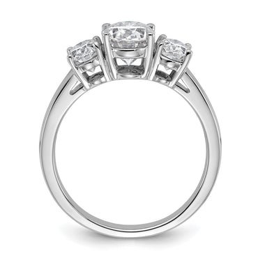 14kw 3 carat Lab Grown Diamond VS+ F+ Oval Comp 3 Stone Eng Ring