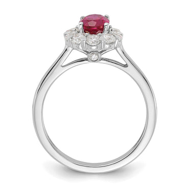 10kw 5/8 ct Lab Grown Dia VS/SI+ G+ & Cr Ruby Comp Halo Ring