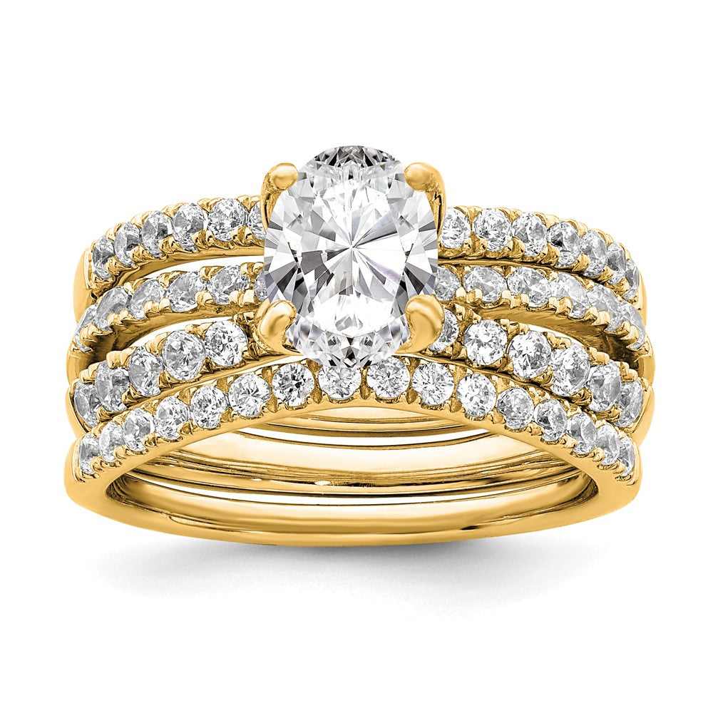14k 1 5/8ct Certified Lab Grown Diamond VS+ F+ Oval Complete Eng Ring