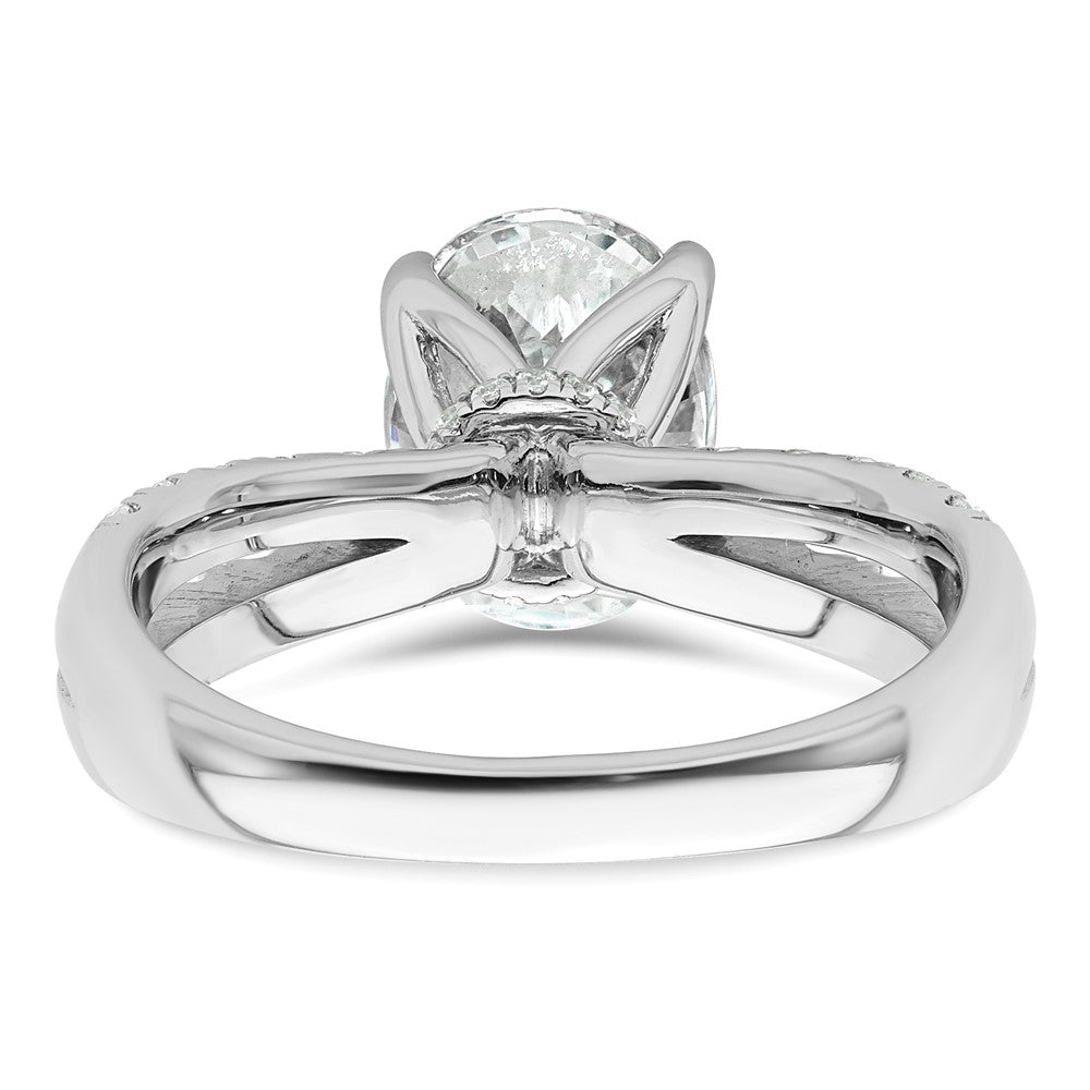 14k White Gold 1 5/8ct Cert Lab Grown Diamond VS+ F+ Oval Comp Eng Ring