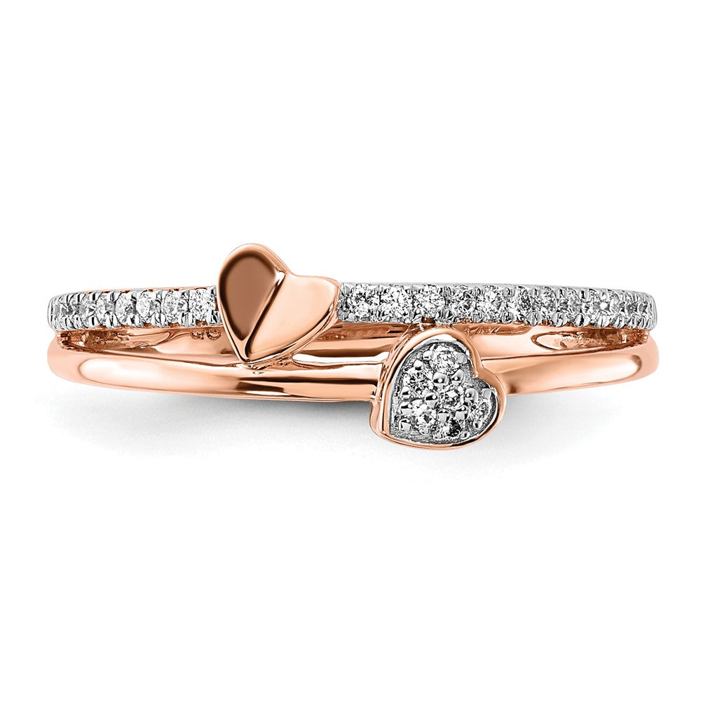 14k Rose Gold 1/8 ct Lab Grown Diamond VS/SI+ G+ Complete Hearts Ring