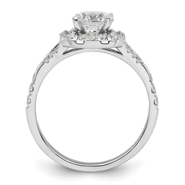 14k White Gold 1/3 ct Lab Grown Dia VS/SI+ G+ 1 ct Center Semi Halo Eng Rin