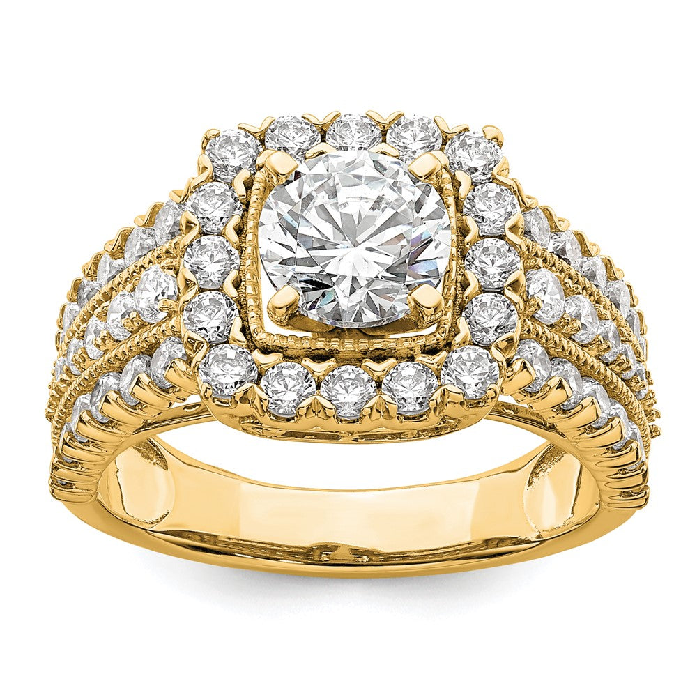 14k 1 1/3 ct Lab Grown Diamond VS/SI+ G+ 1 ct Center Semi Engagement Ring