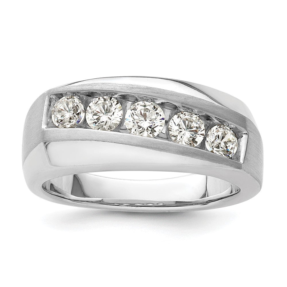 10k White Gold 1 ct Lab Grown Dia VS/SI+ G+ 5 Stone Complete Men's Ring