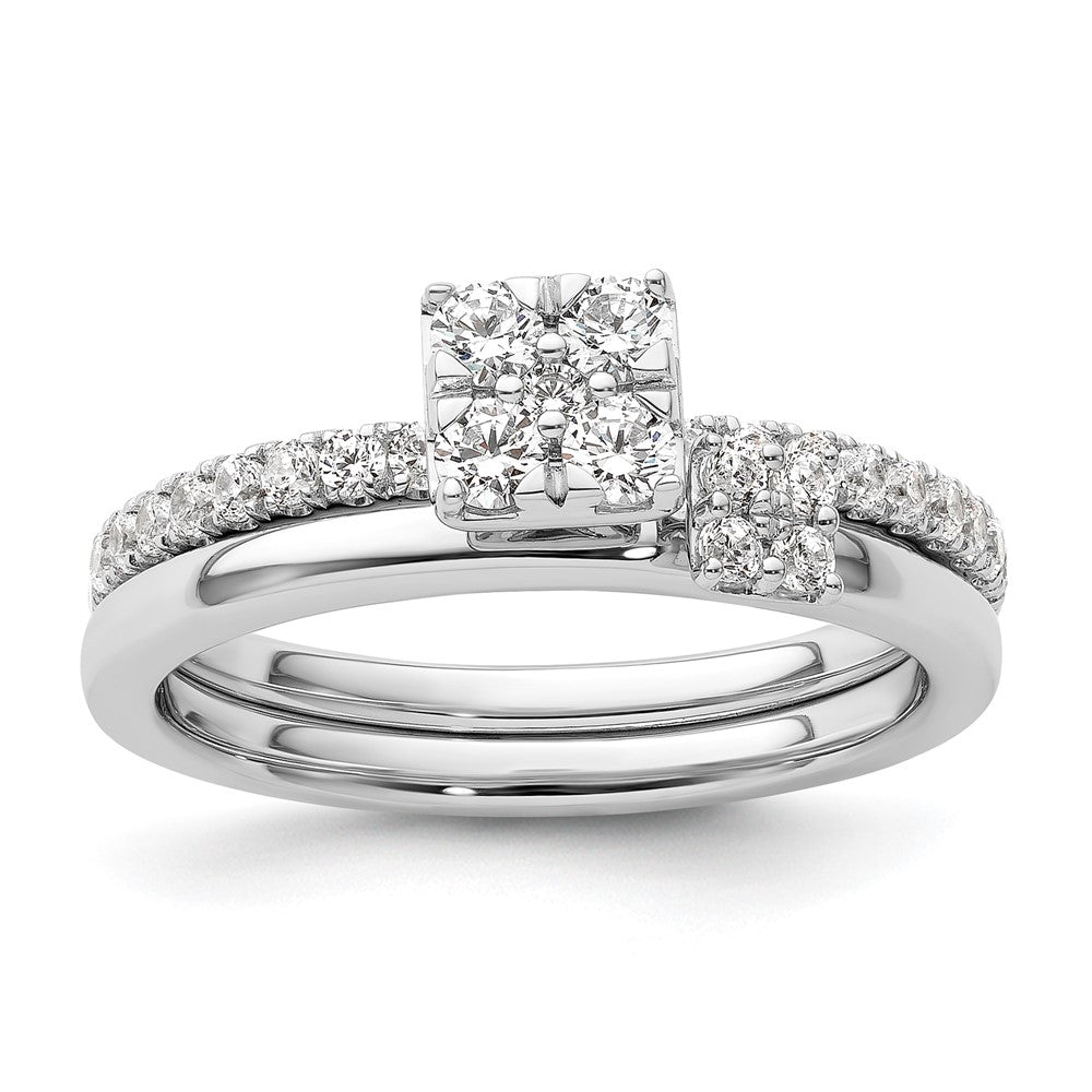 14k White Gold 1/2 ct Lab Grown Diamond VS/SI+ G+ Comp Cluster Eng Ring