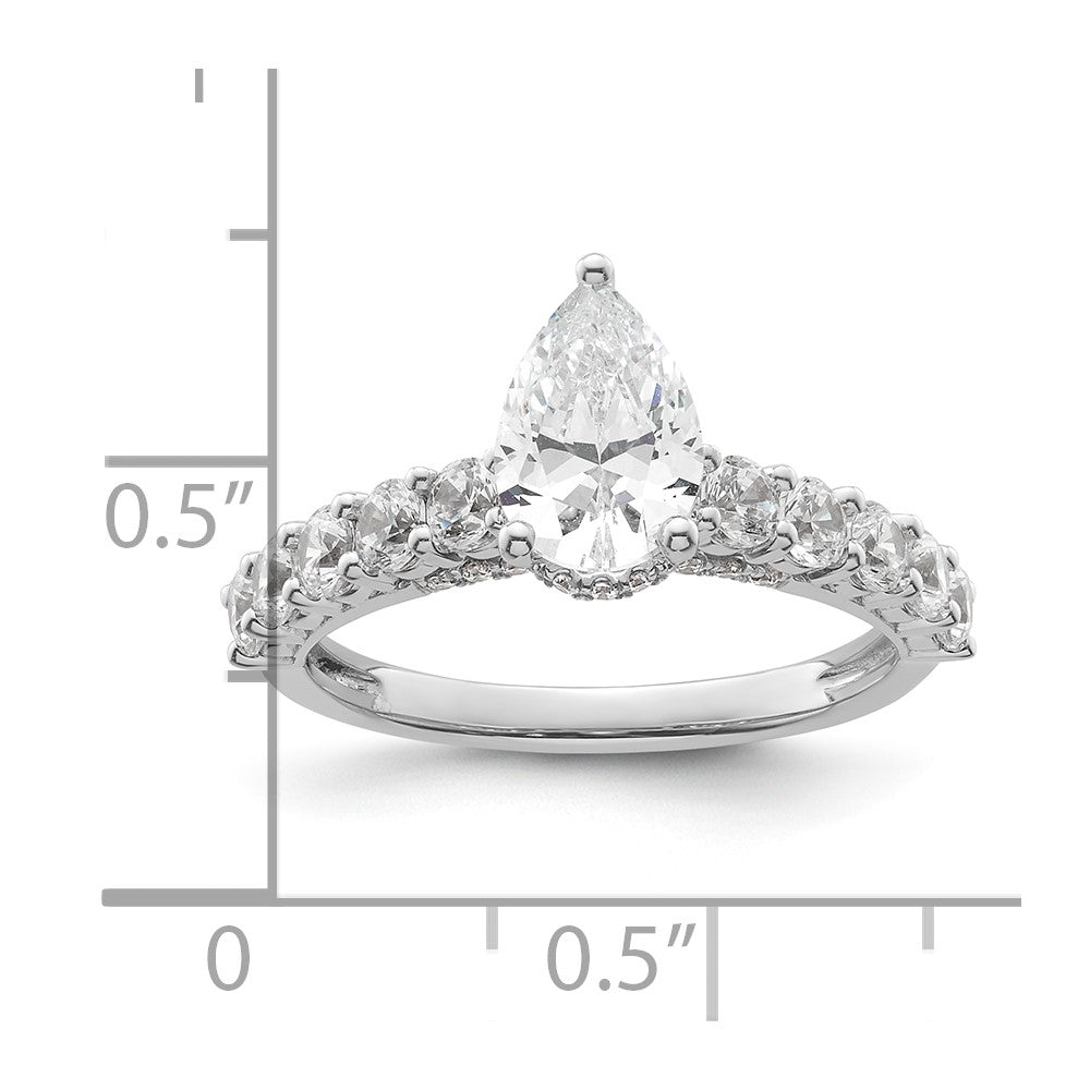 14k White Gold 2ct Lab Grown Diamond VS/SI+ G+ Pear Comp Eng Ring