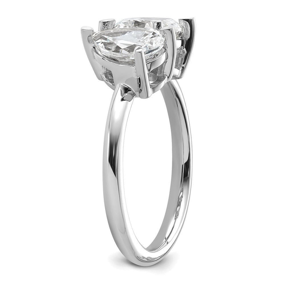 14kw 2ct Lab Grown Diamond VS+ F+ Cushion&Pear Comp 2 Stone Eng Ring
