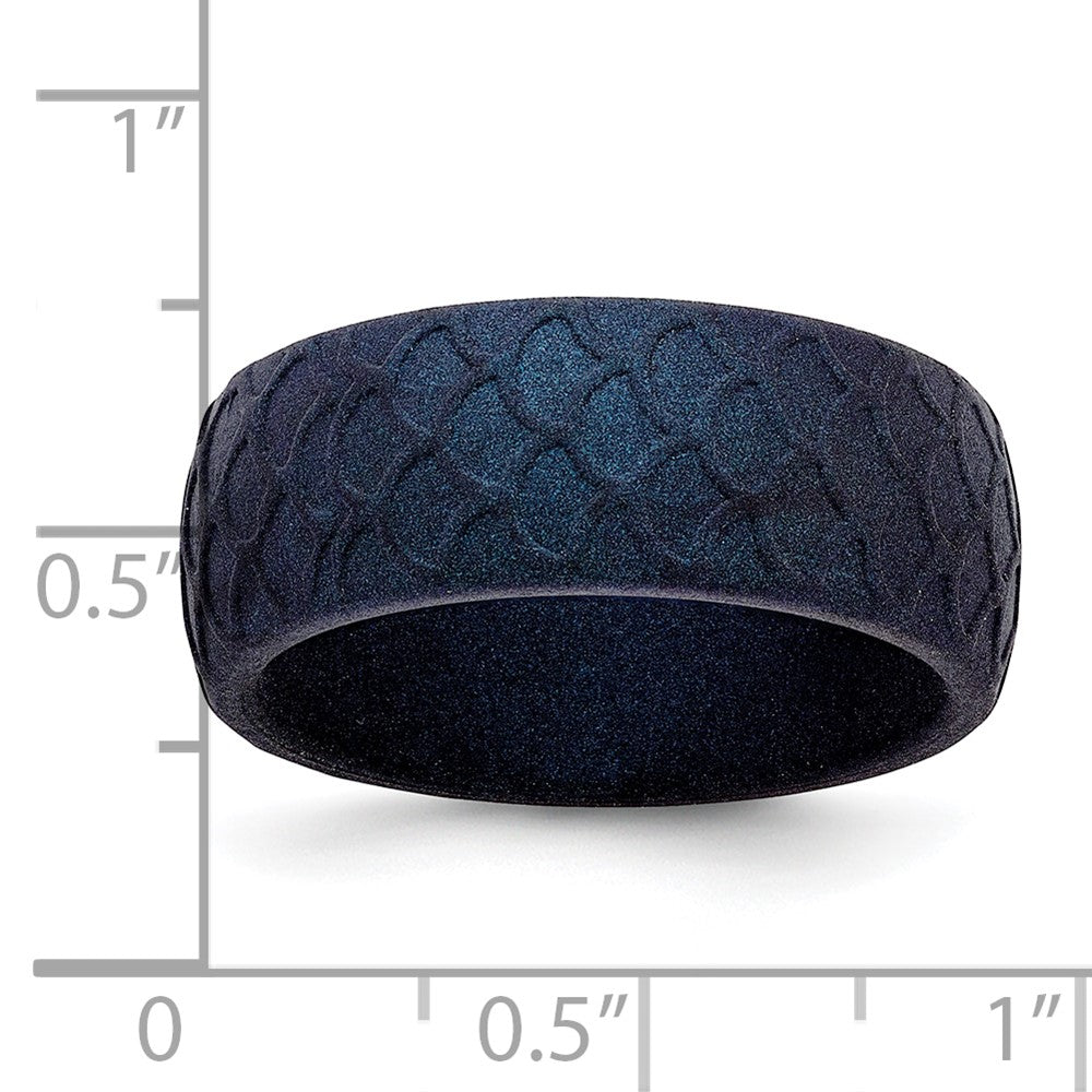 Silicone Dark Blue 8.70mm Fish Scale Pattern Band
